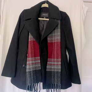NWOT London Fog Black Pea Coat, Petite Small